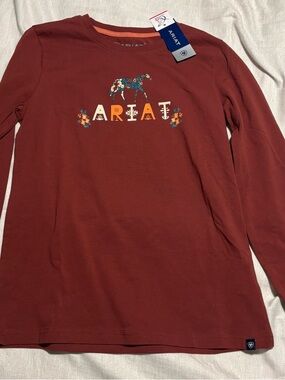 Ariat Rust Red Floral Horse Logo Long Sleeve Shirt